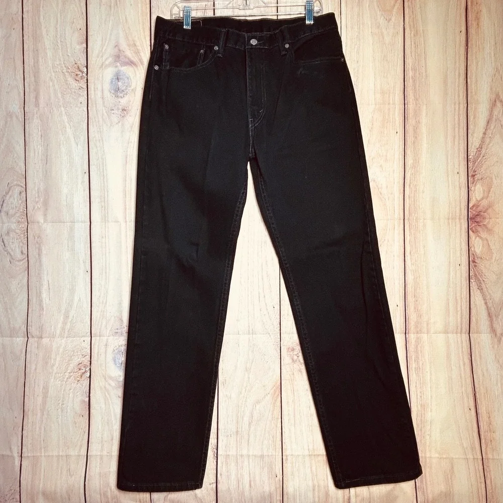 Levi's 505 Regular Fit Jeans Mens 36x34 Black Straight Leg‎ Denim Gorp Essential